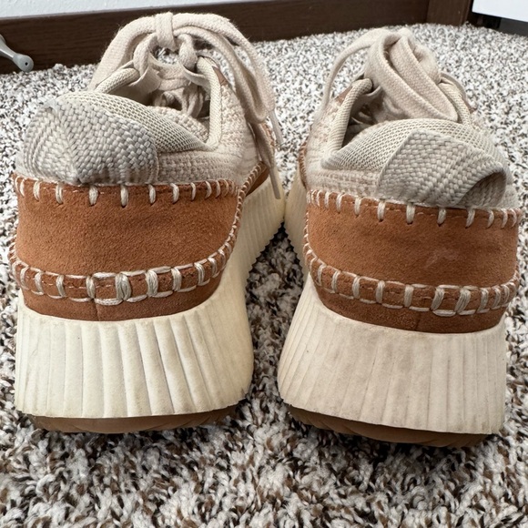 Dolce Vita Platform Sneakers Size 7.5 Beige Canvas Tan Suede Casual shoes - Picture 7 of 10